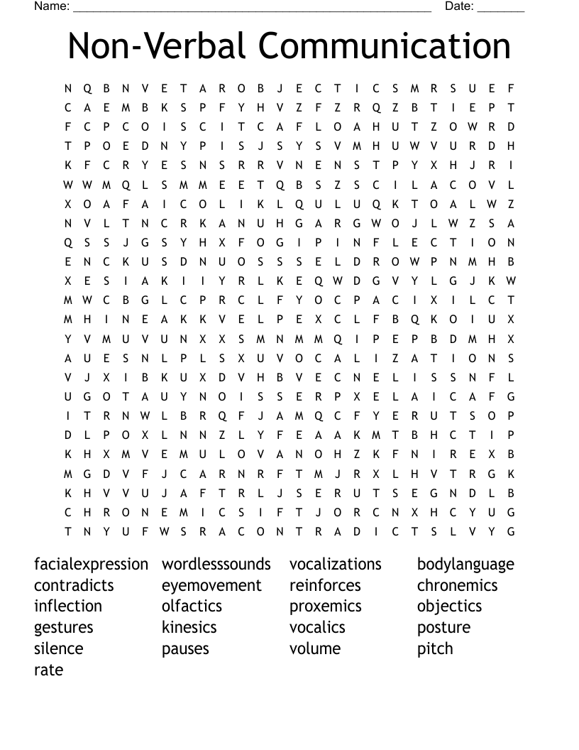 Non-Verbal Communication Word Search