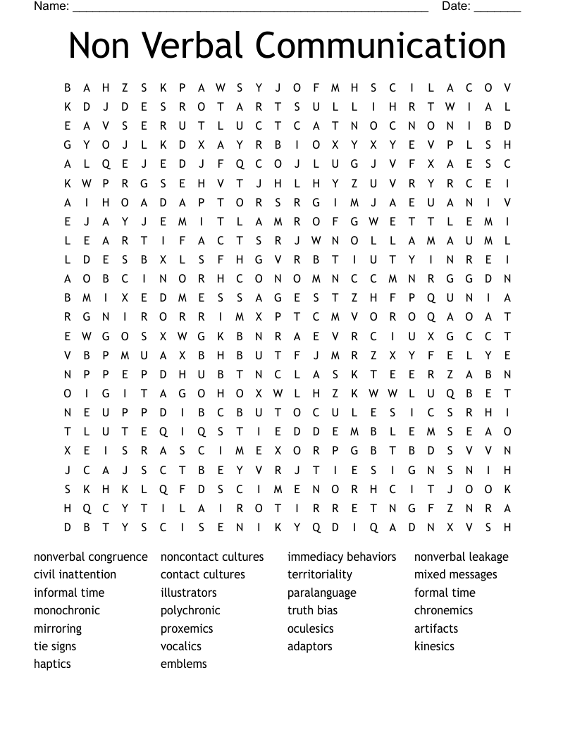 Non Verbal Communication Word Search