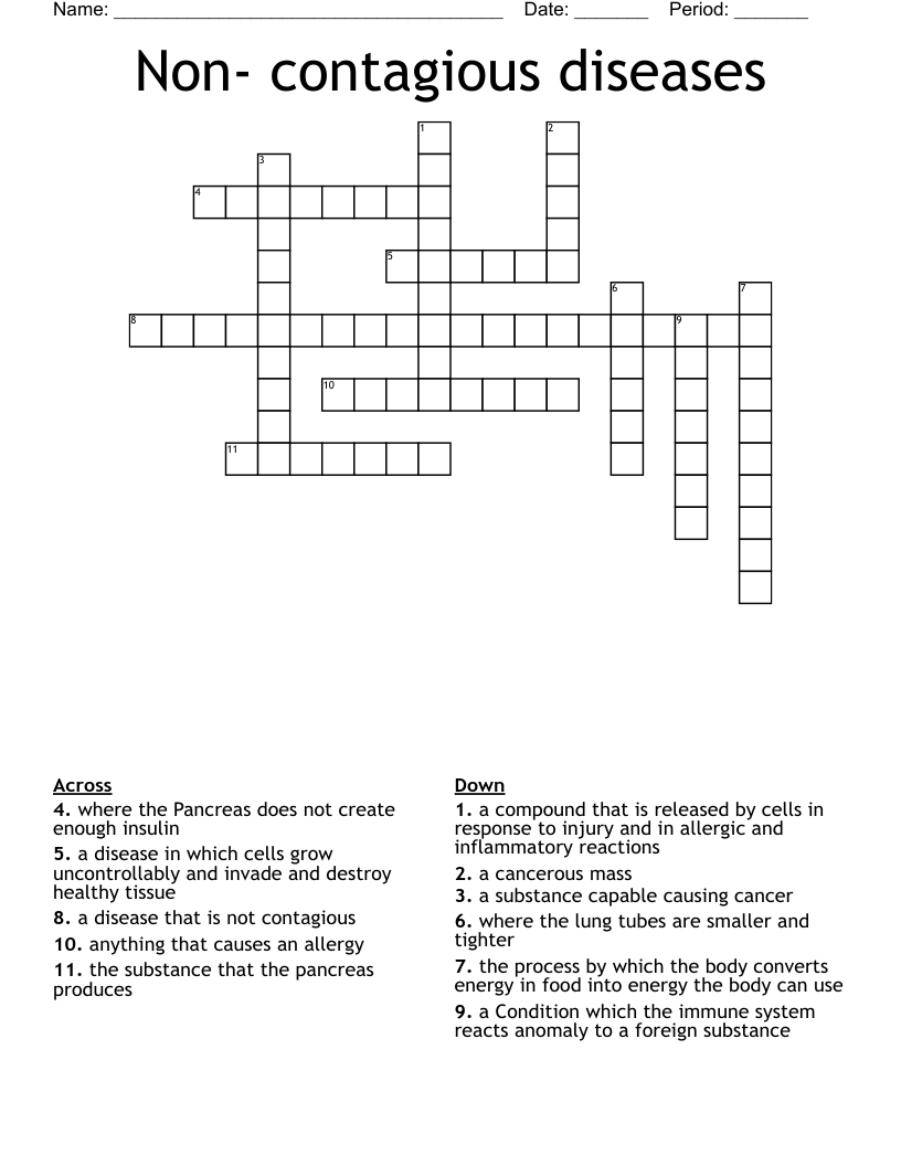 Non- contagious diseases Crossword