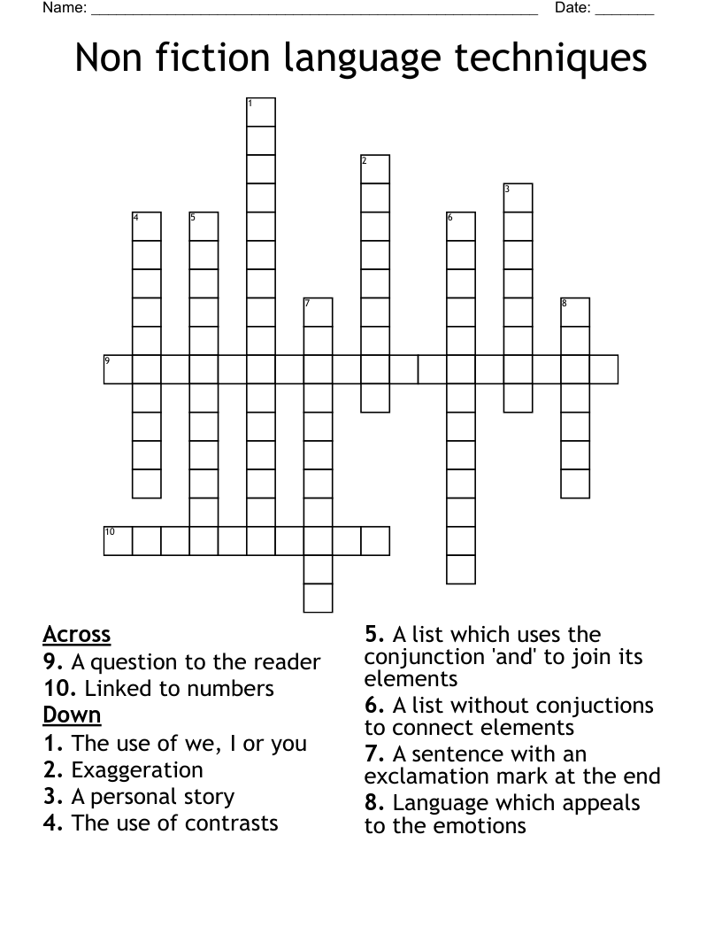 Non fiction language techniques Crossword