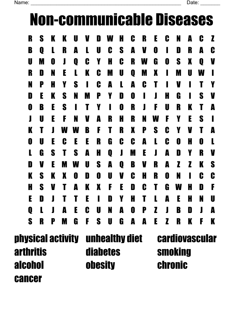 Non-communicable Diseases Word Search