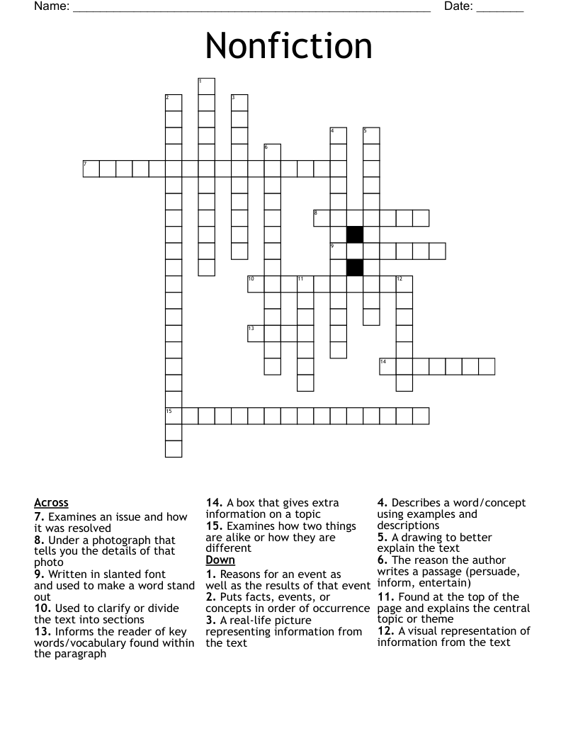 Nonfiction Crossword