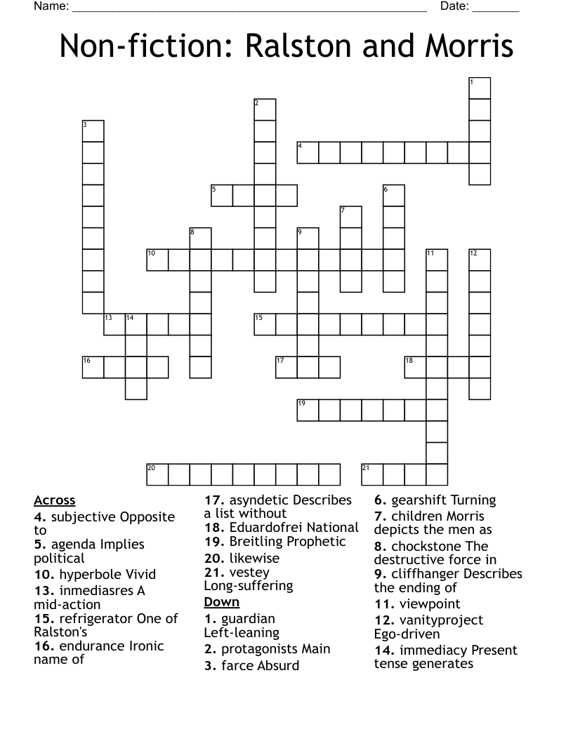 Non-fiction: Ralston and Morris Crossword