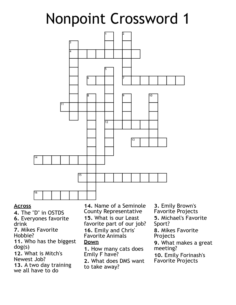 Nonpoint Crossword 1