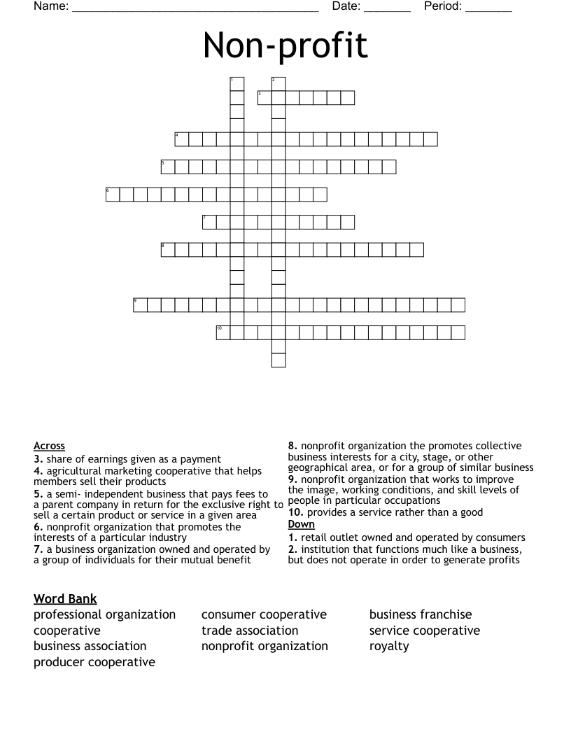 Non-profit Crossword