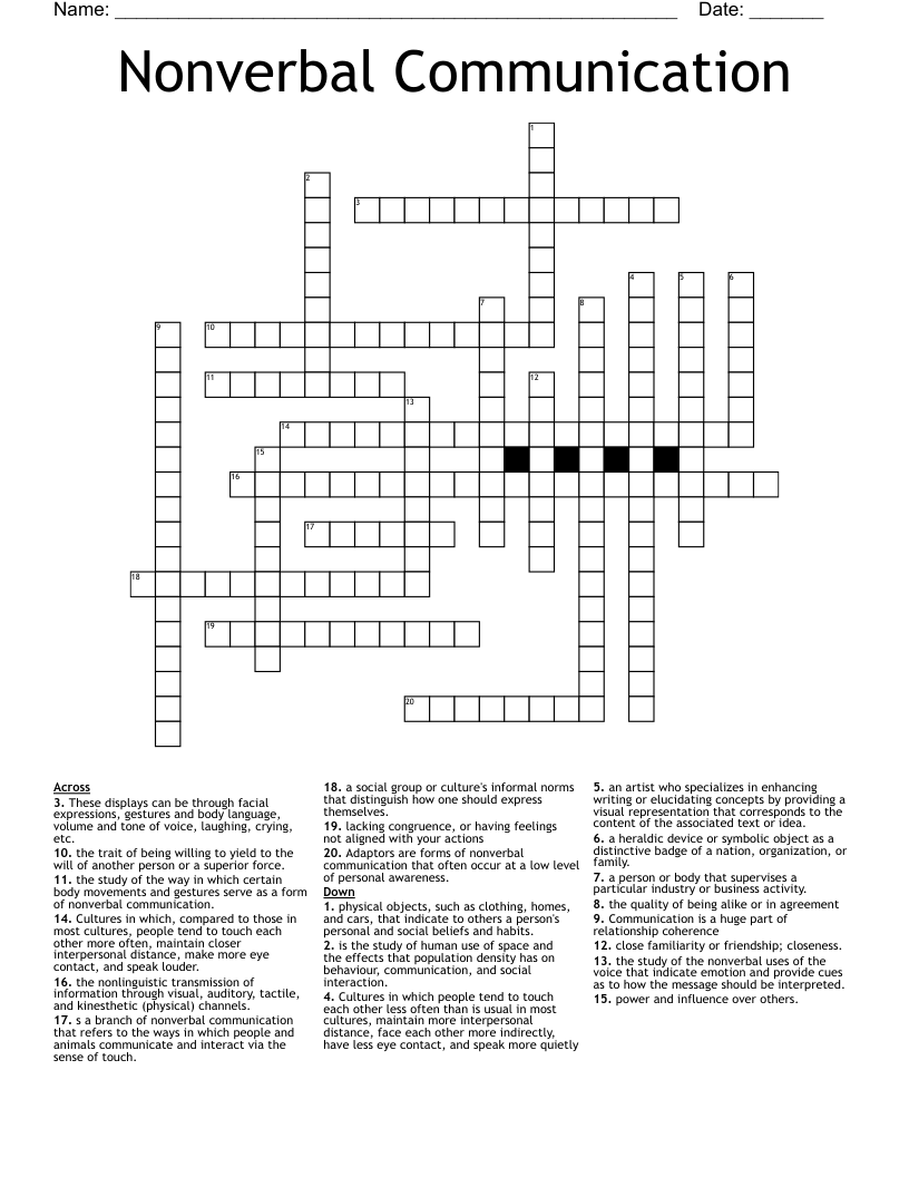 Nonverbal Communication Crossword