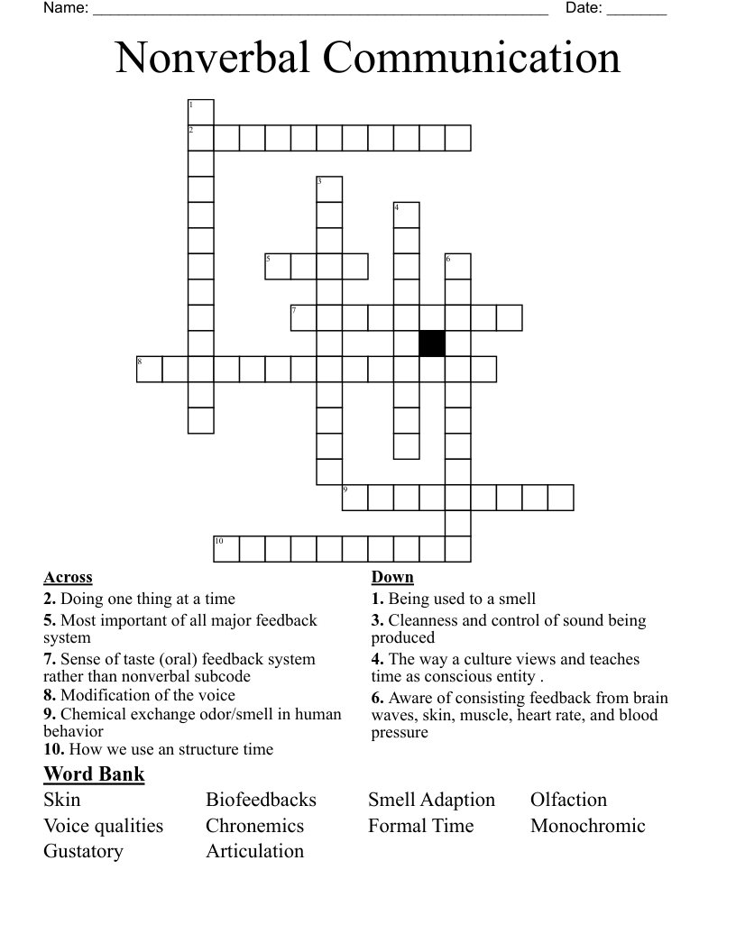 Nonverbal Communication Crossword