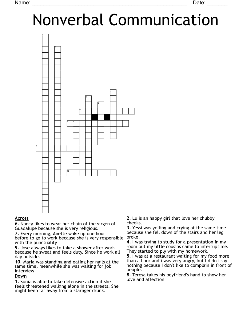 Nonverbal Communication Crossword