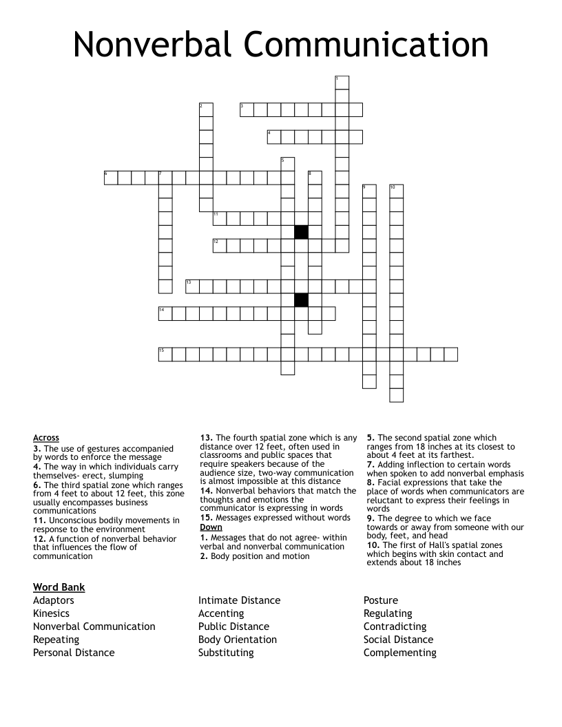 Nonverbal Communication  Crossword