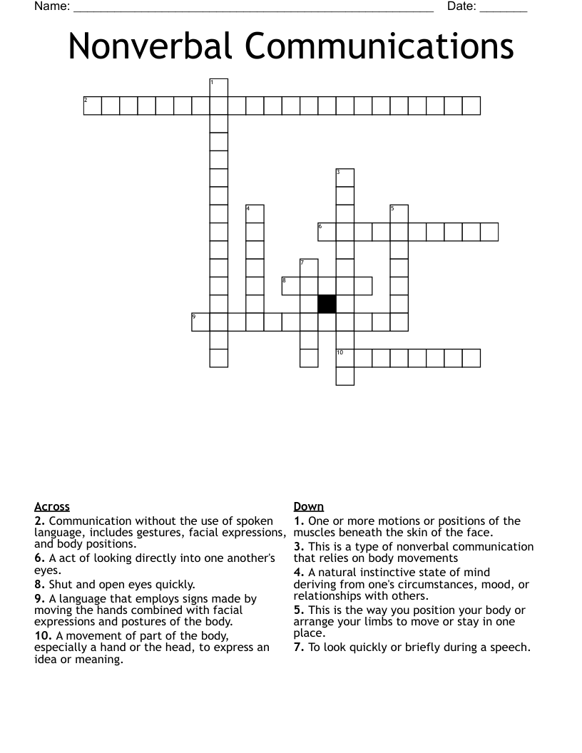 Nonverbal Communications Crossword