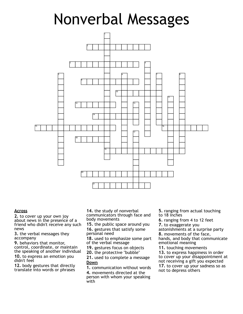 Nonverbal Messages Crossword