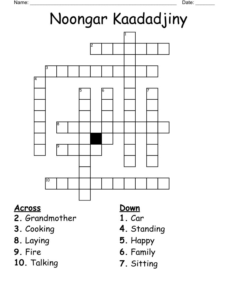 Noongar Kaadadjiny Crossword