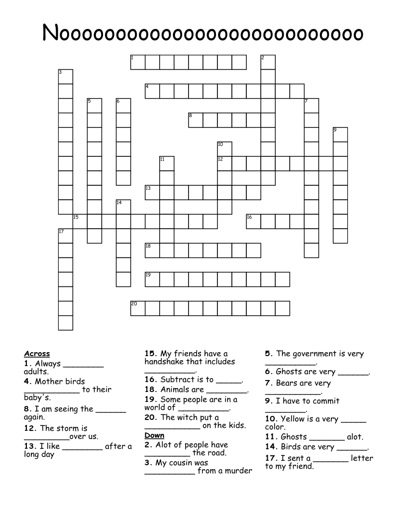 Nooooooooooooooooooooooooooo Crossword