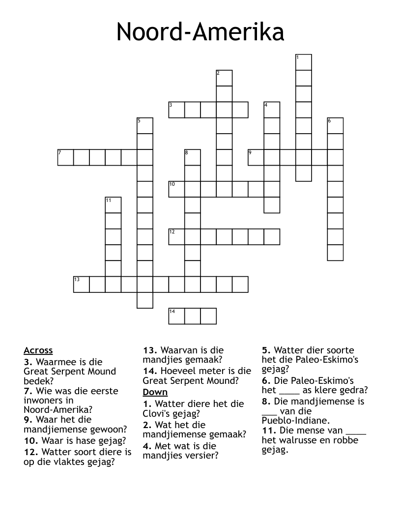 Noord-Amerika Crossword