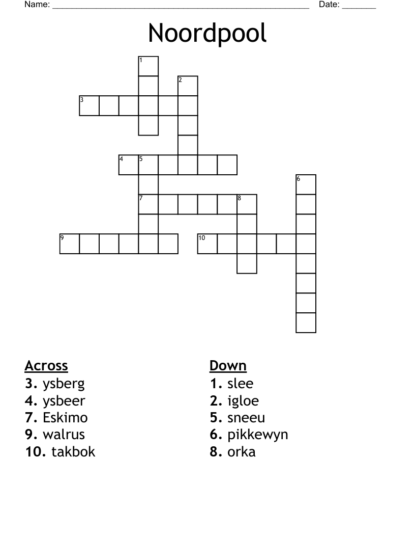 Noordpool Crossword