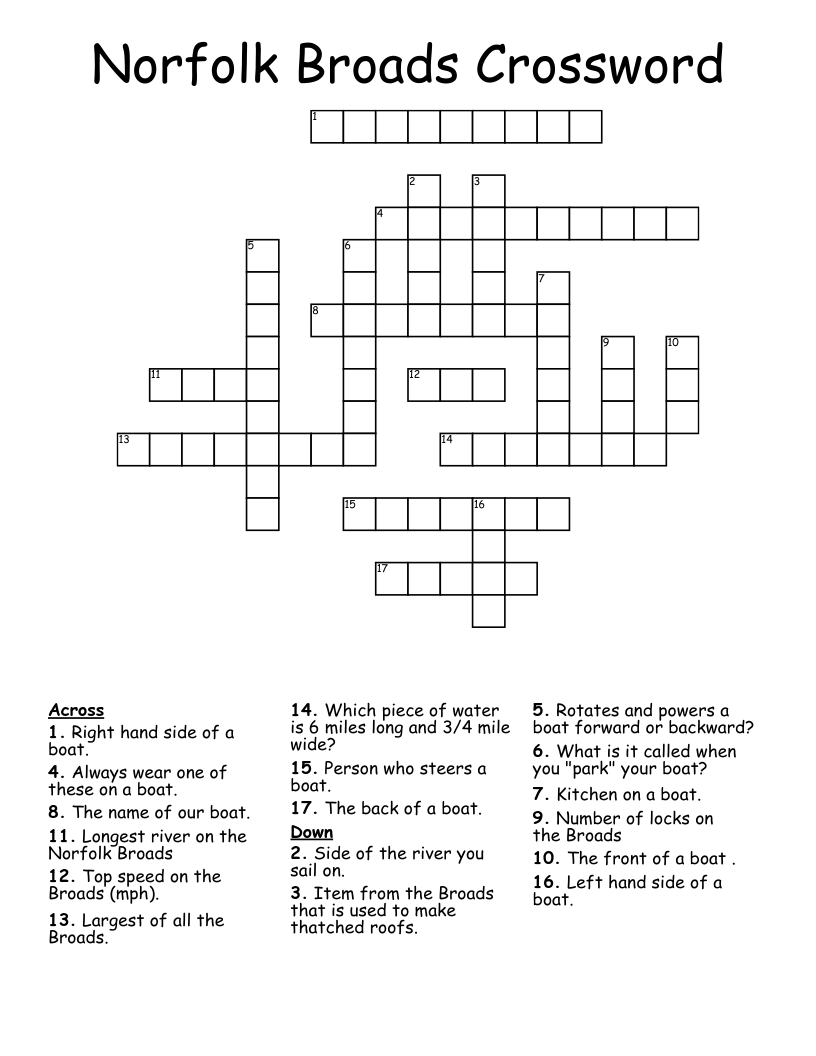 Norfolk Broads Crossword