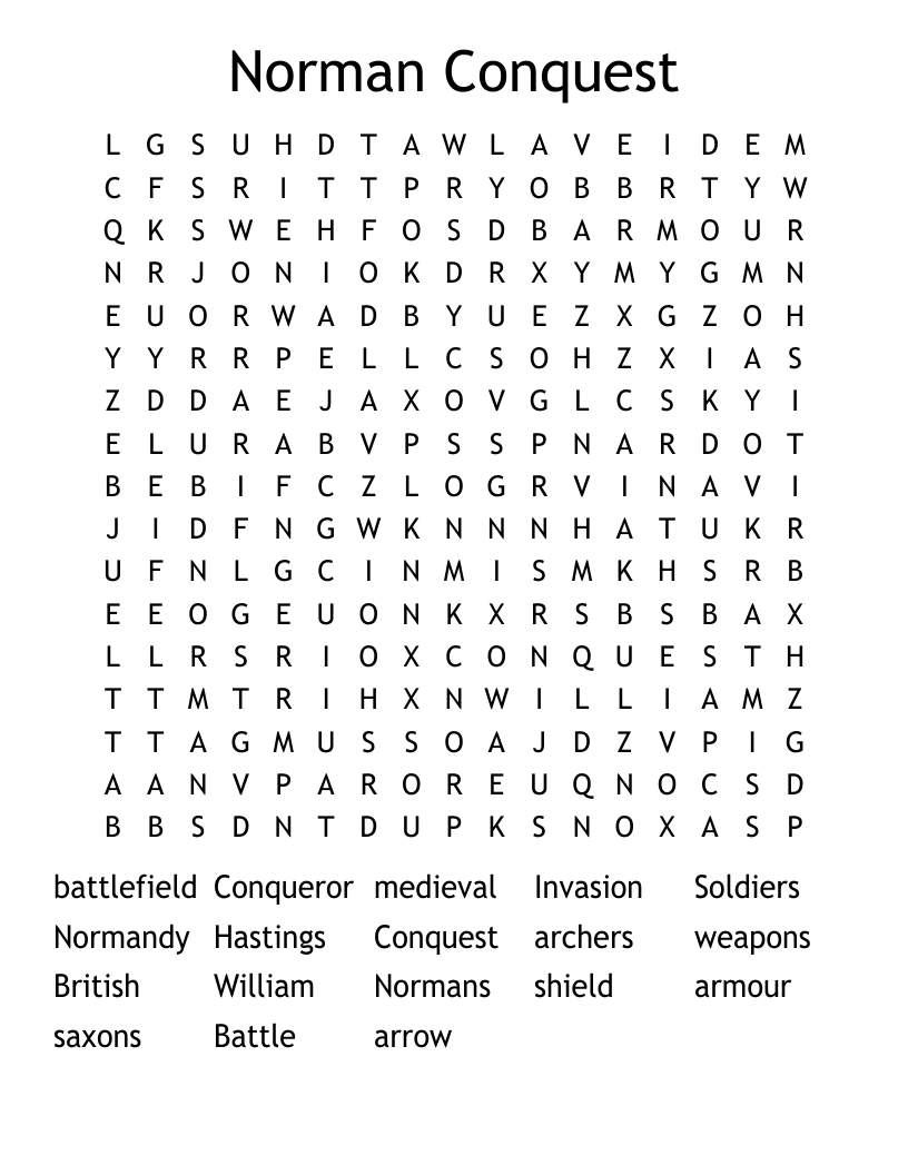 Norman Conquest Word Search