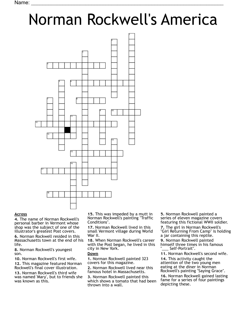 Norman Rockwell's America Crossword