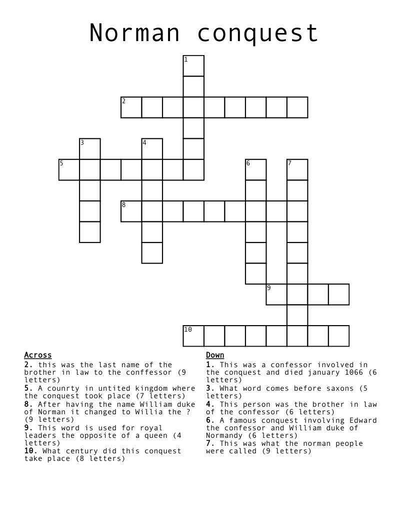 Norman conquest Crossword