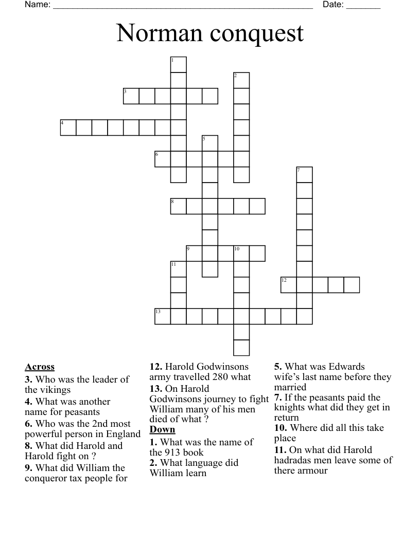 Norman conquest Crossword