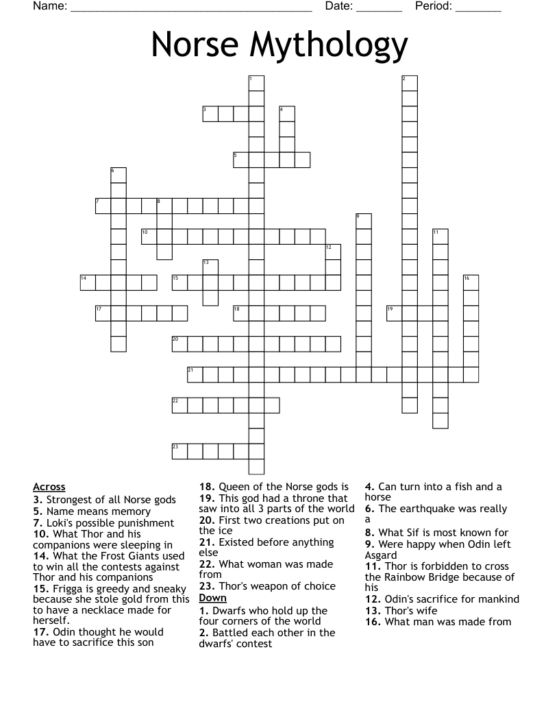Norse Mythology Crossword