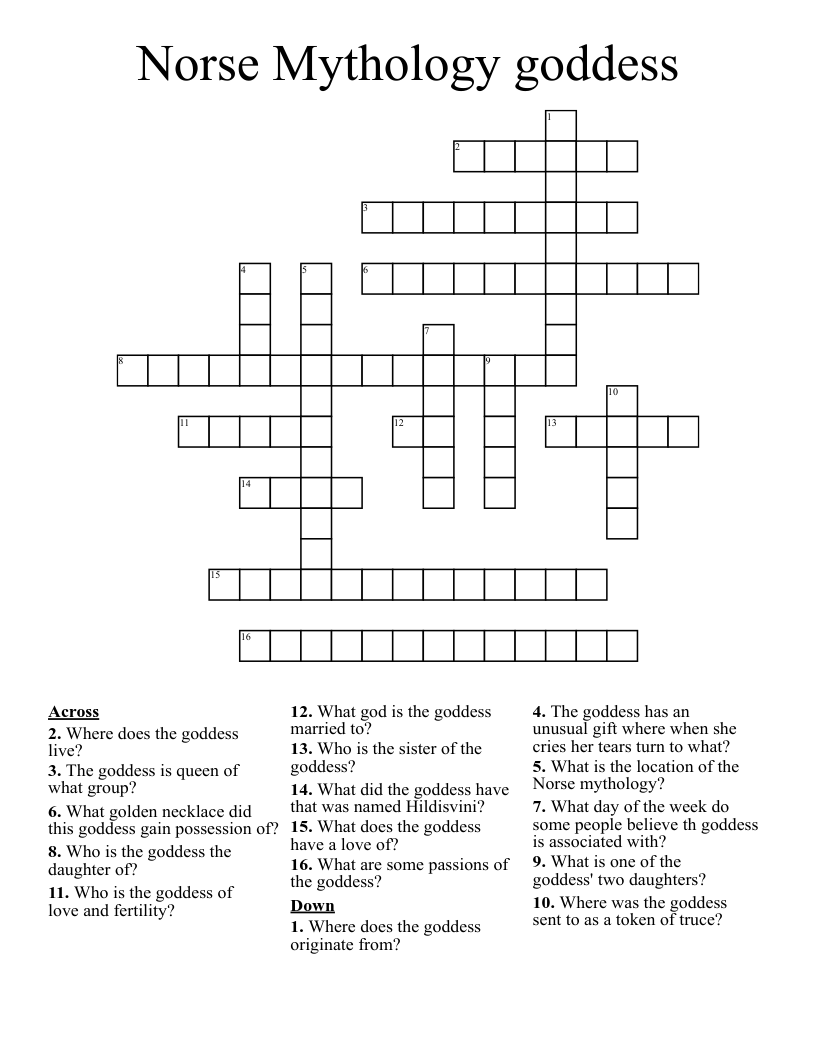 Norse Mythology goddess Crossword