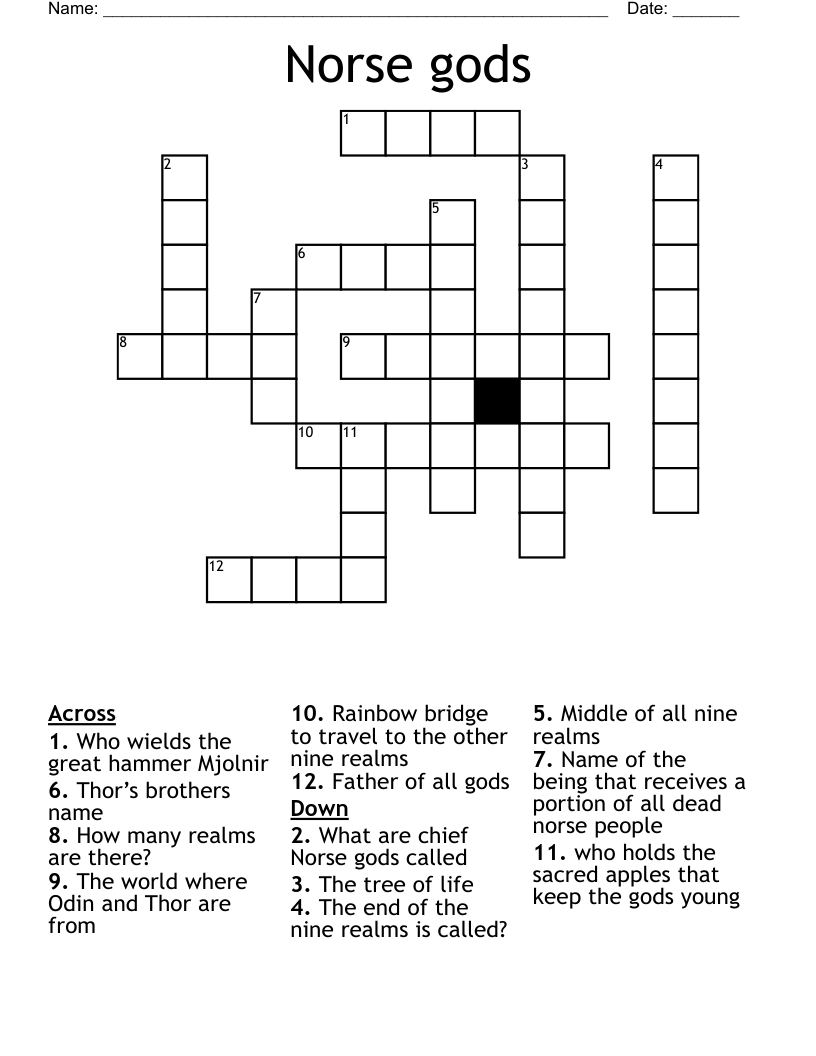 Norse gods Crossword