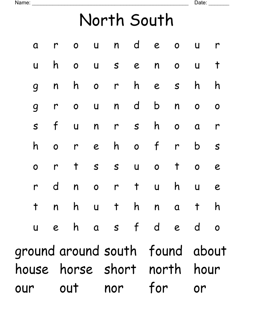 North South Word Search