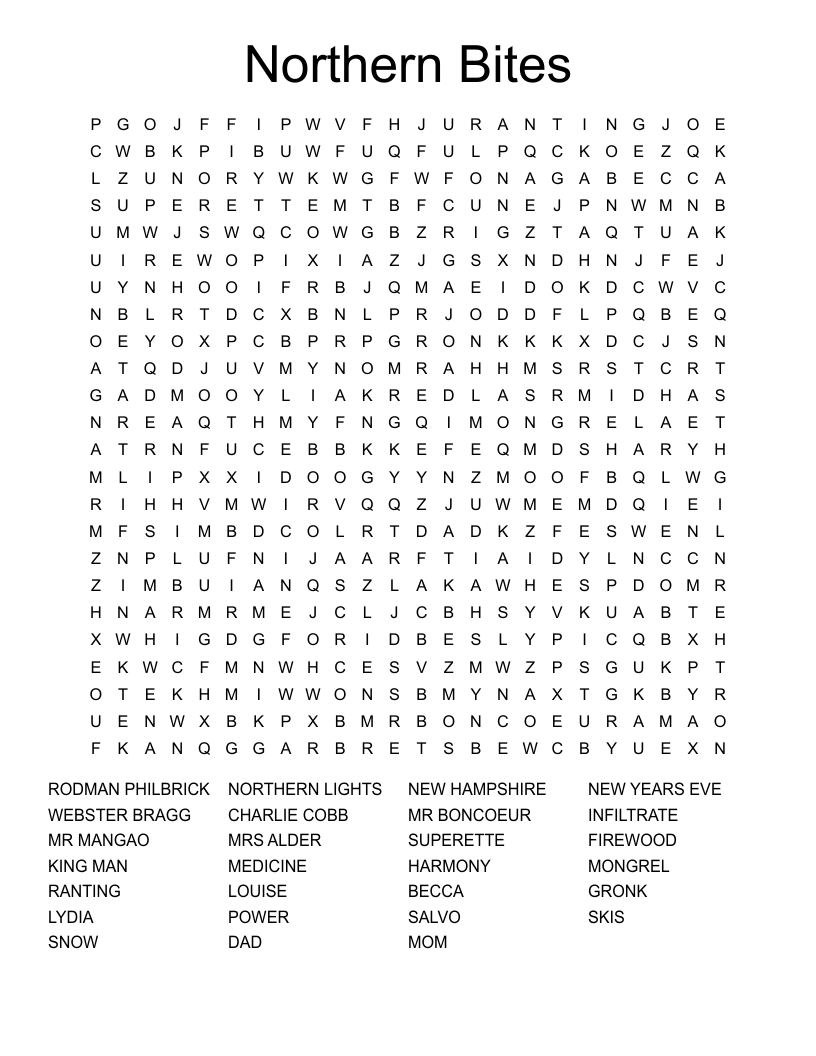 Northern Bites Word Search