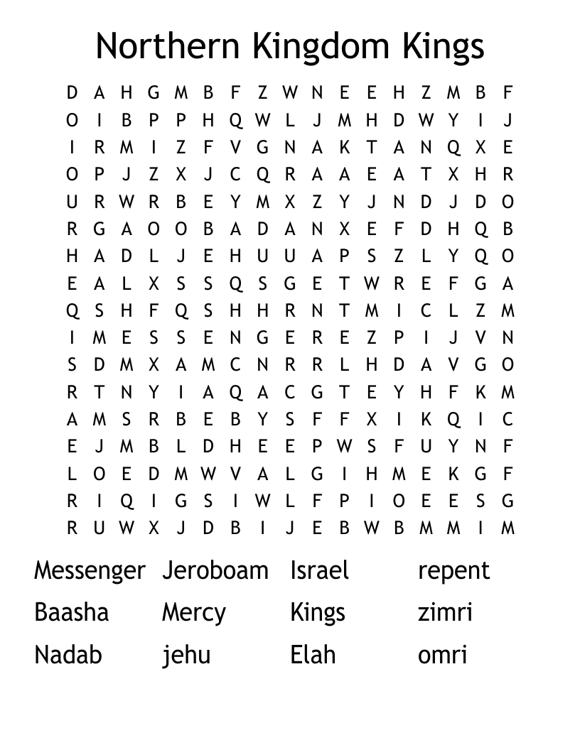 Northern Kingdom Kings  Word Search