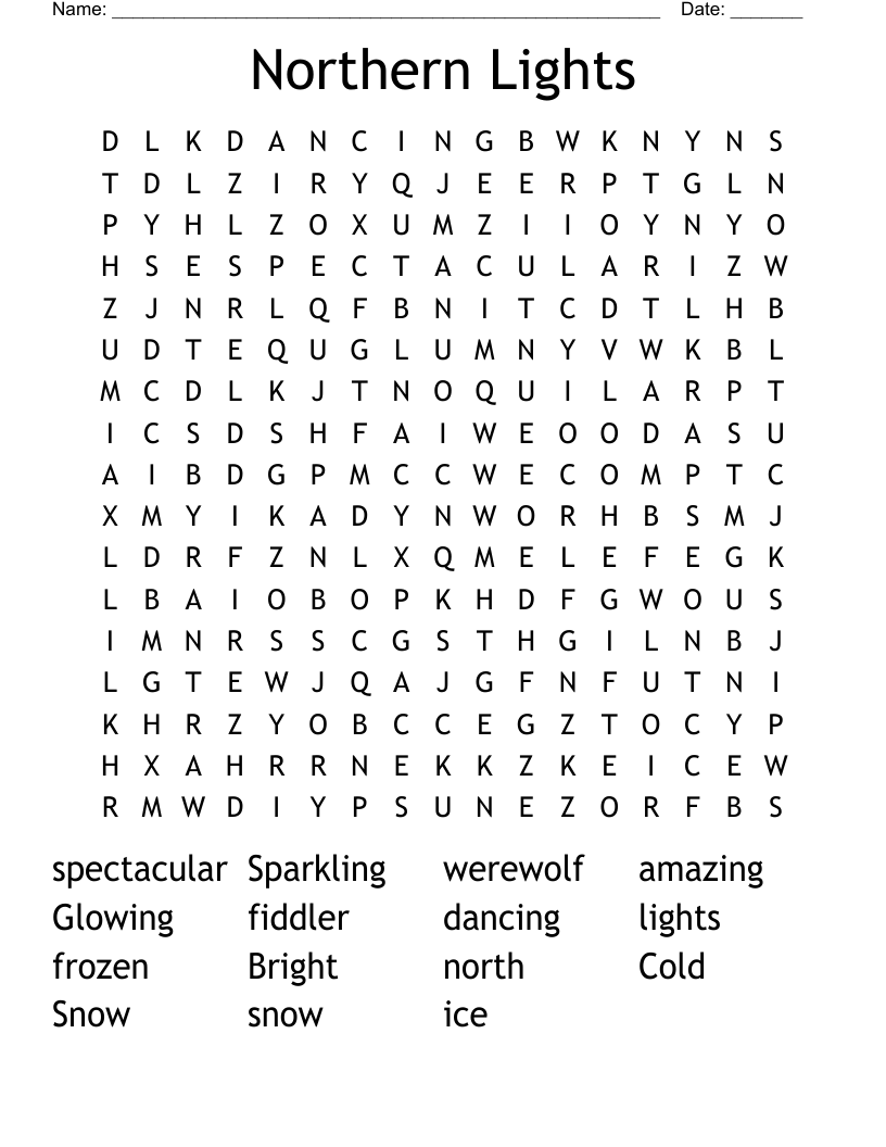 Northern Lights Word Search