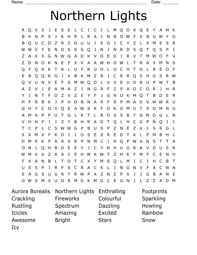 Northern Lights Word Search
