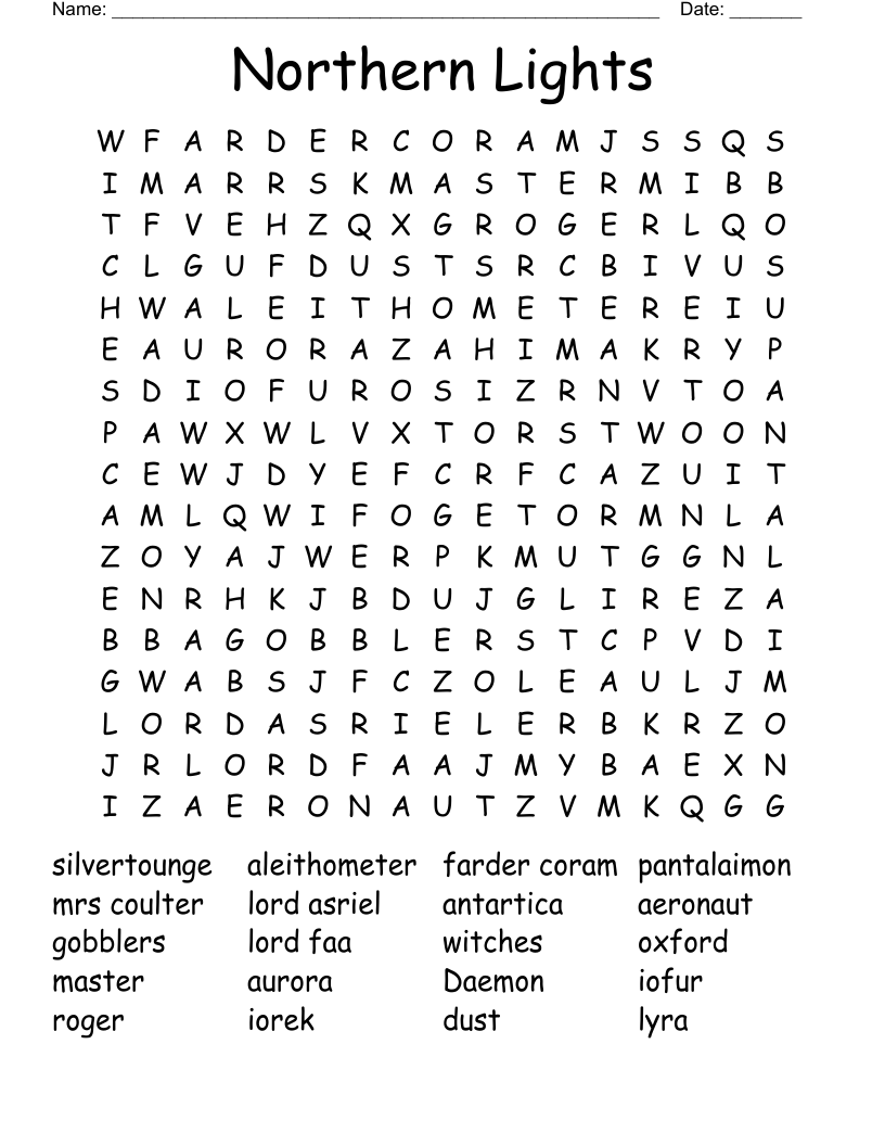 Northern Lights Word Search