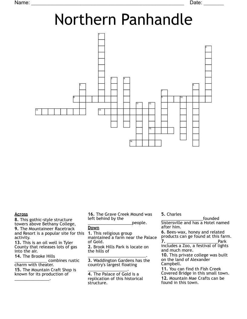 Northern Panhandle Crossword