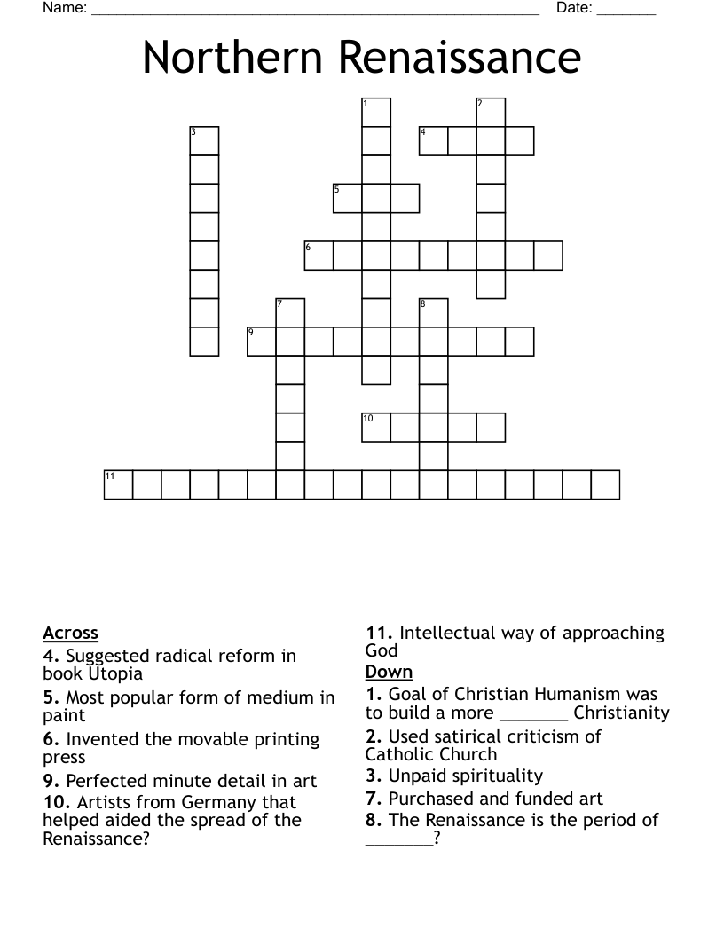 Northern Renaissance  Crossword
