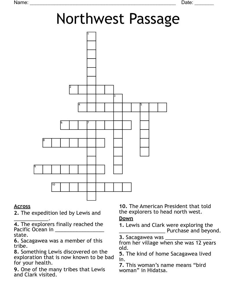 Northwest Passage Crossword
