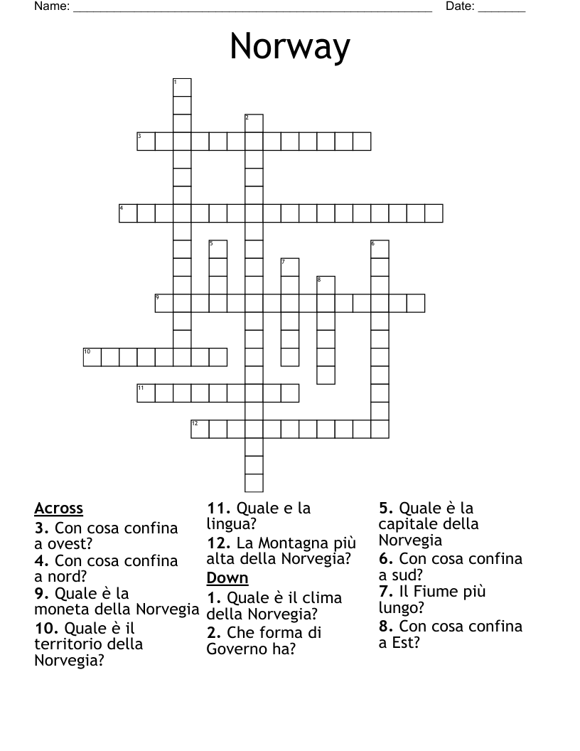 Norway Crossword
