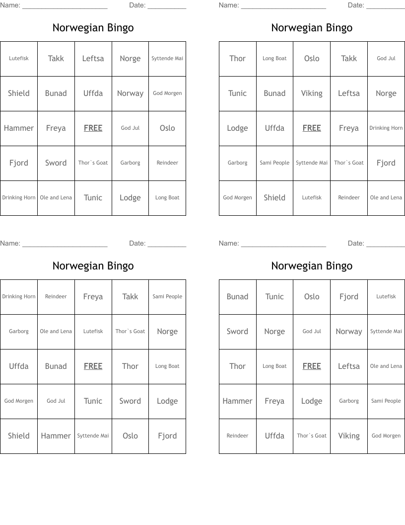 Norwegian Bingo