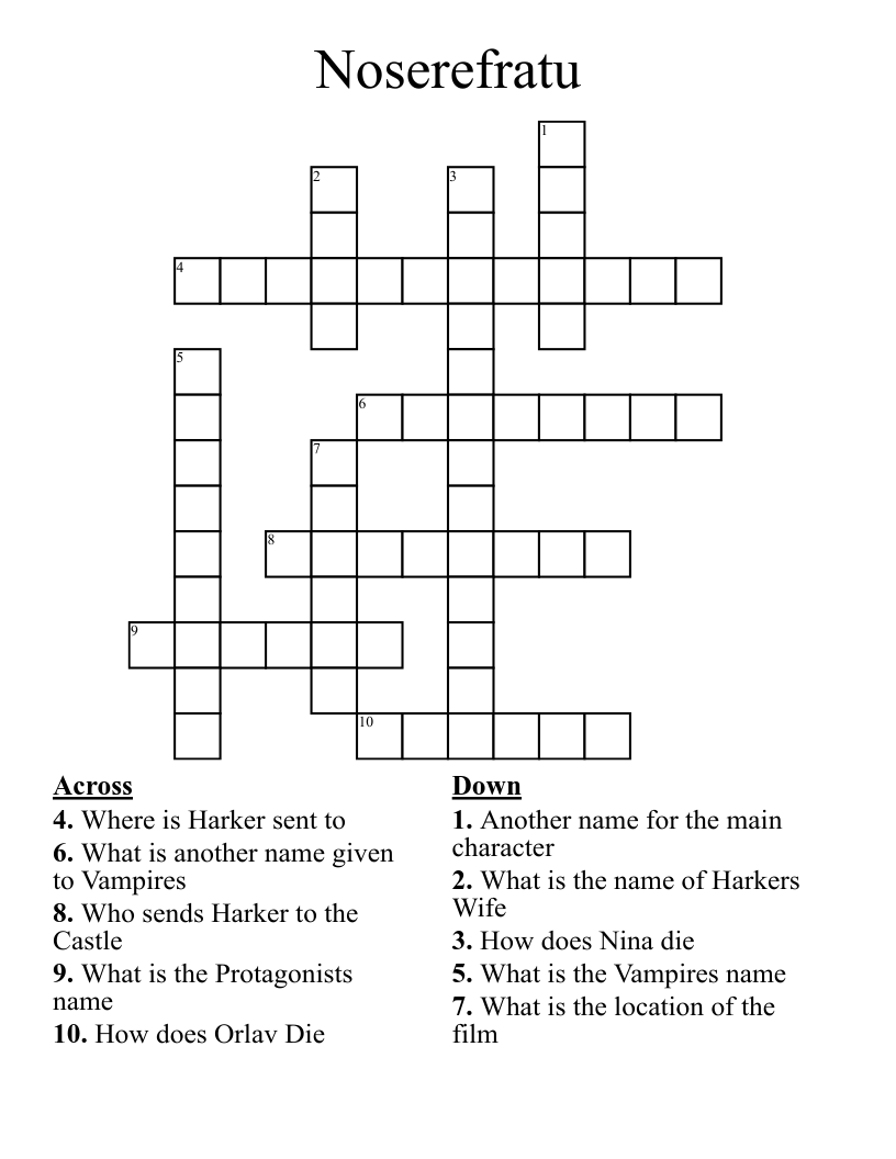 Noserefratu Crossword
