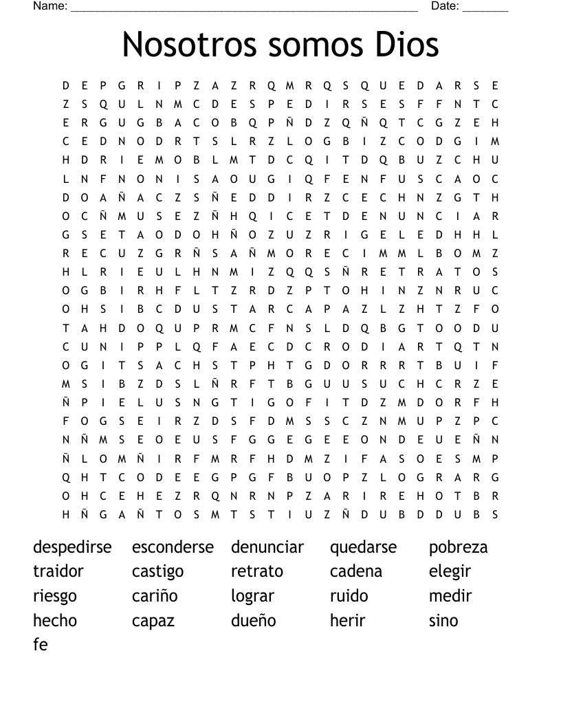 Nosotros somos Dios Word Search