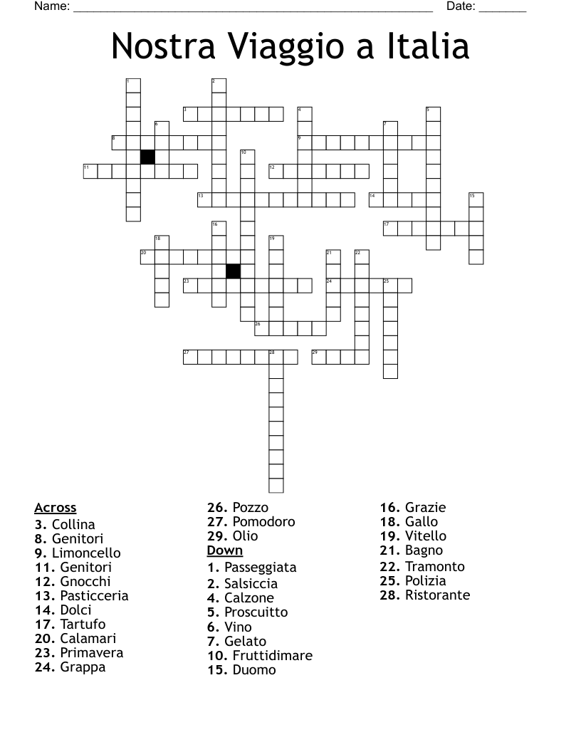 Nostra Viaggio a Italia Crossword