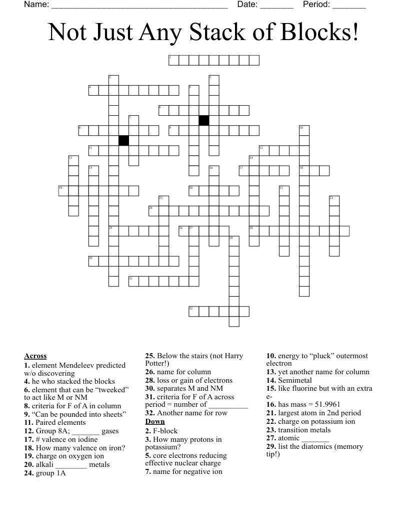 Not Just Any Stack of Blocks! Crossword
