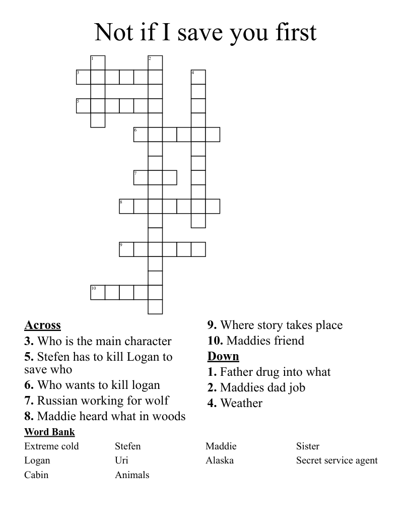 Not if I save you first Crossword