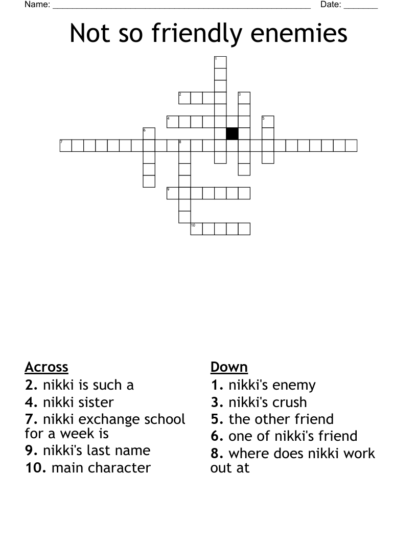 Not so friendly enemies Crossword