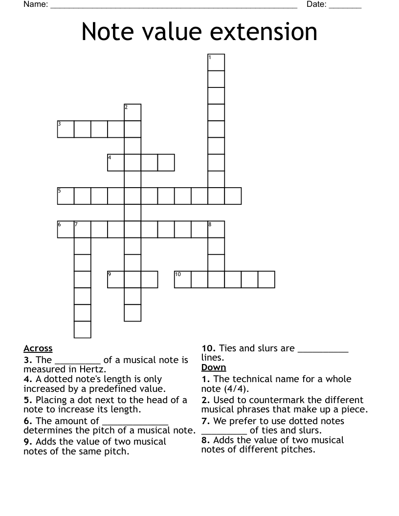 Note value extension Crossword