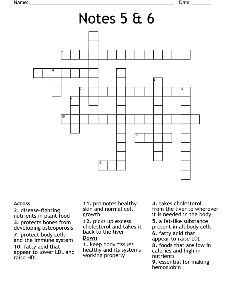 Notes 5 & 6 Crossword