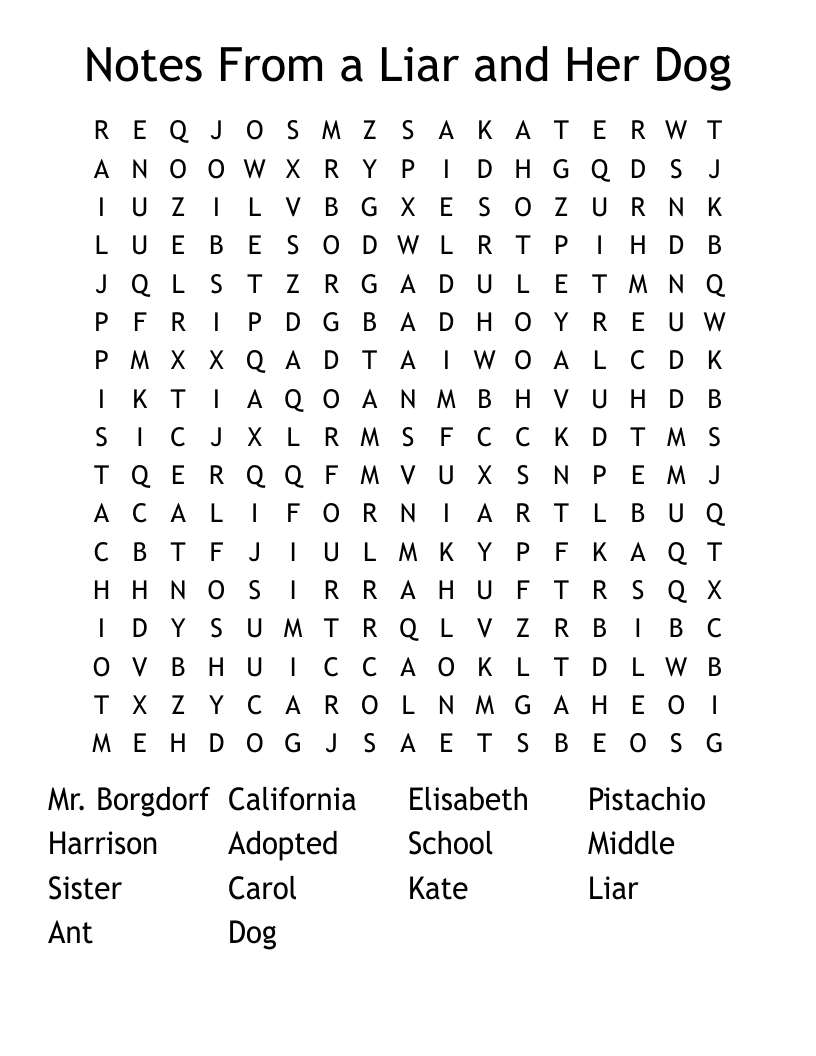 Notes From a Liar and Her Dog Word Search