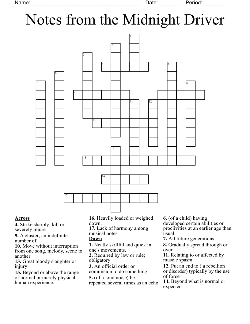 Notes from the Midnight Driver Crossword