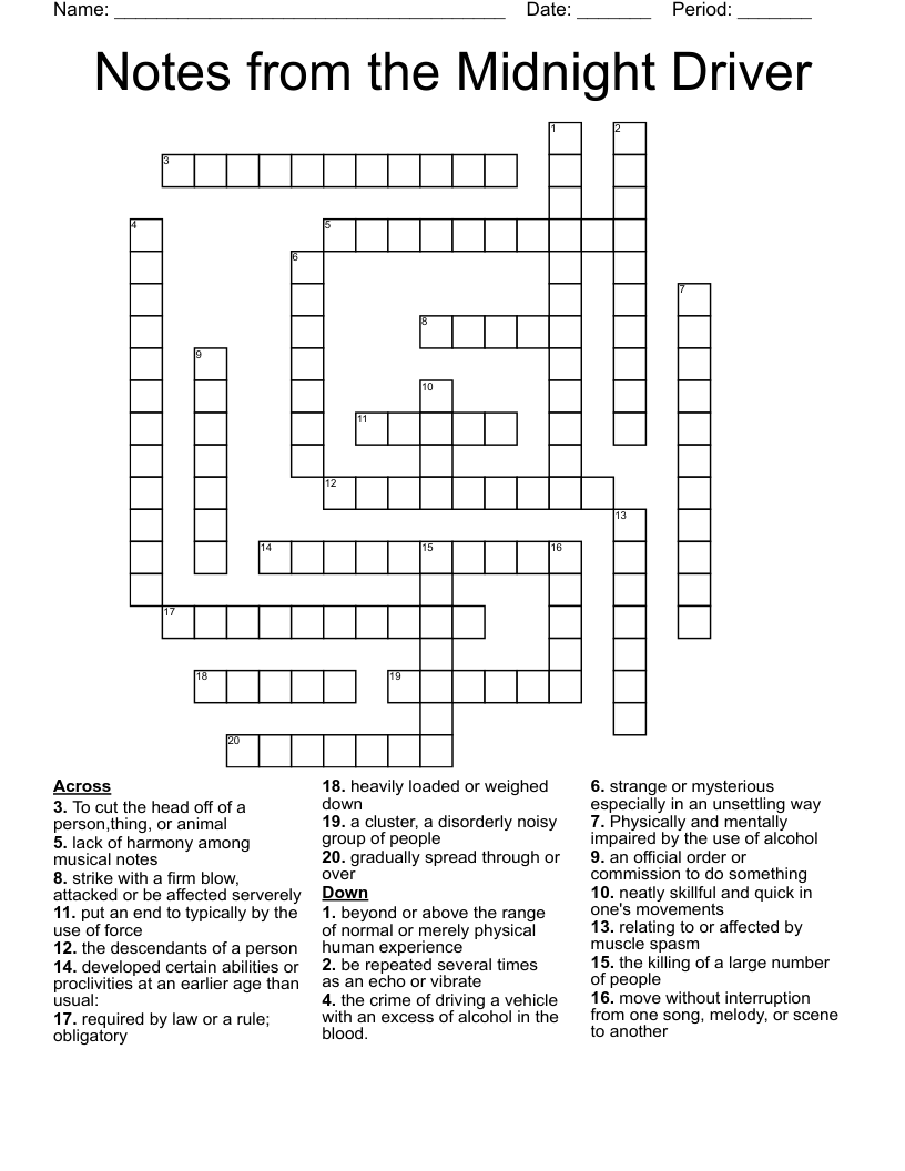 Notes from the Midnight Driver Crossword