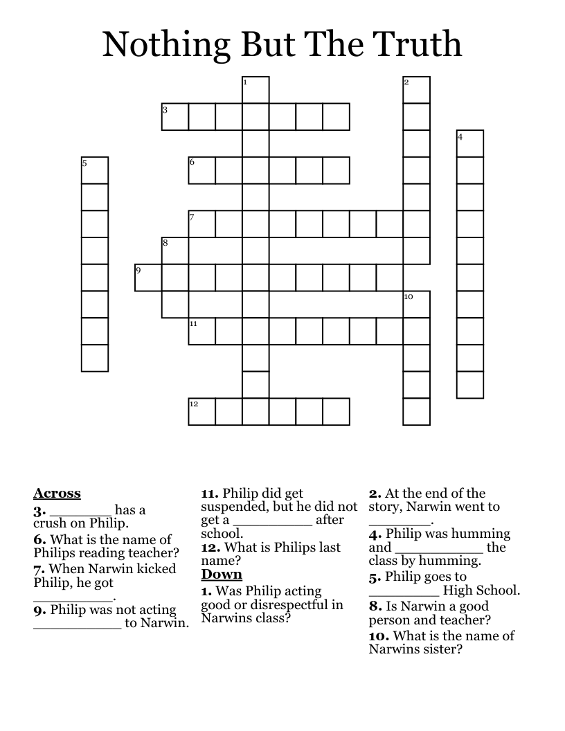 Nothing But The Truth Crossword